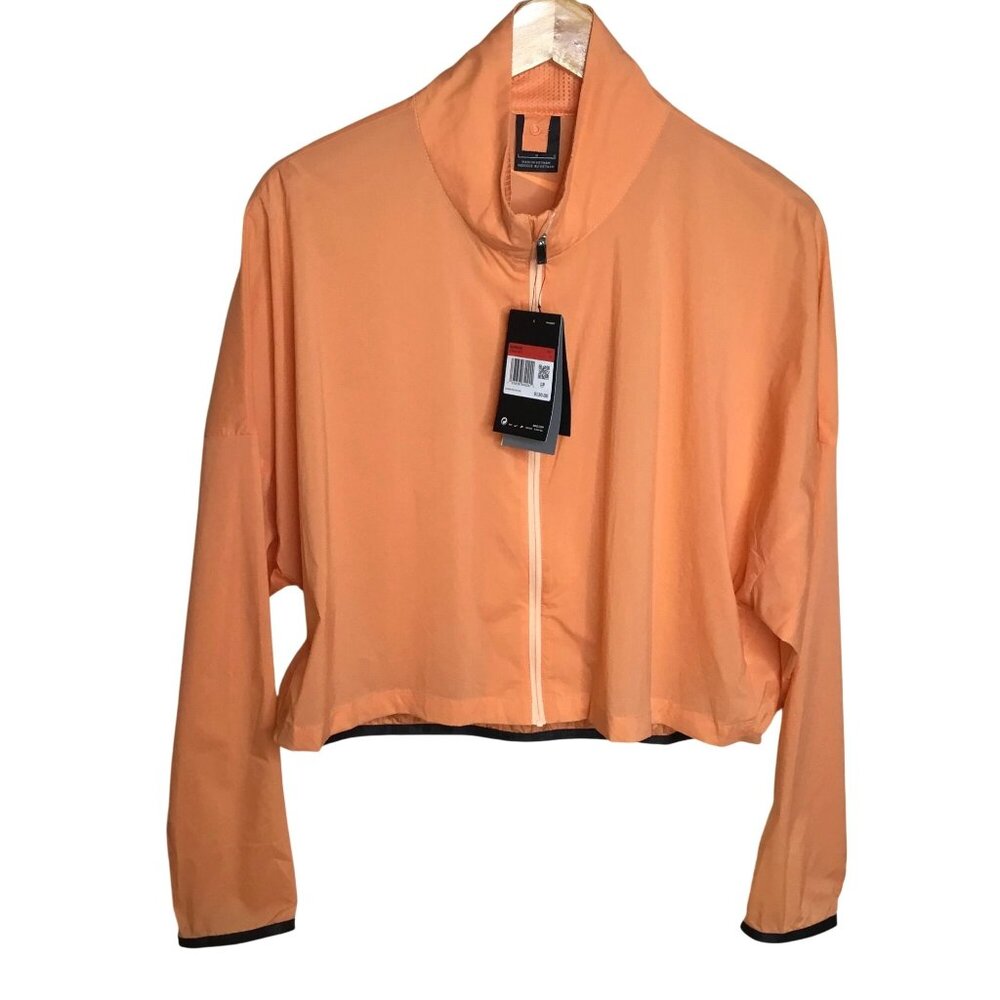 NIKE Repel Orange Women Golf Windbreaker Jacket L Water Repellent Athletic NWT